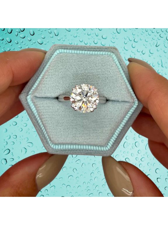 3 Carat Round Cut Diamond Ring IGI Certified Lab Created 14k Rose Gold E F VVS
