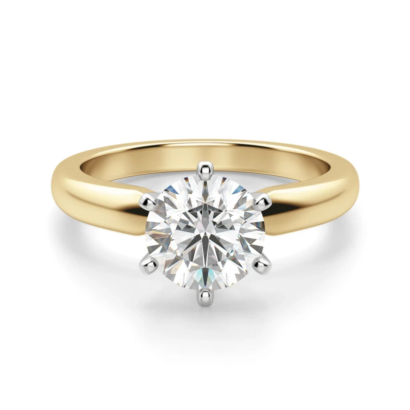 3 Carat Round Cut Moissanite Engagement Wedding Ring for Women D VVS1 18k Yellow Gold Plated 925 Silver Promise Ring | Lifetime Warranty