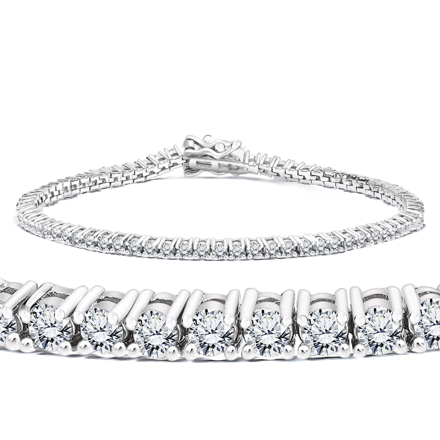 Princess Moissanite 18K White Gold Tennis Bracelet