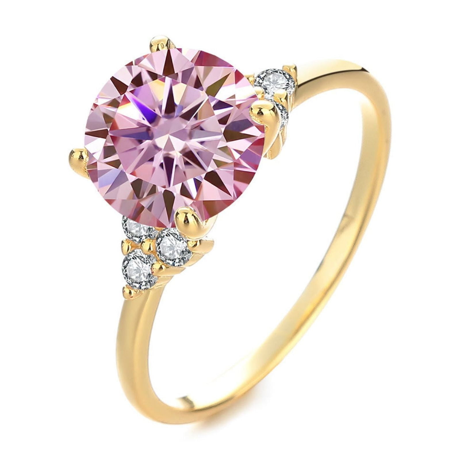 3 Carat Round Moissanite Rings for Women Gold Engagement Ring 925 Sterling Silver Bands Moissanite Promise Rings For Her Anniversary Ring Size 6-9