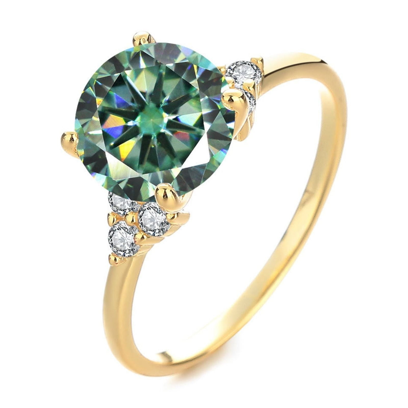 3 Carat Round Moissanite Rings for Women Gold Engagement Ring 925 Sterling Silver Bands Moissanite Promise Rings For Her Anniversary Ring Size 6-9