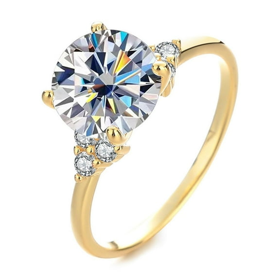 3 Carat Round Moissanite Rings for Women Gold Engagement Ring 925 Sterling Silver Bands Moissanite Promise Rings For Her Anniversary Ring Size 6-9