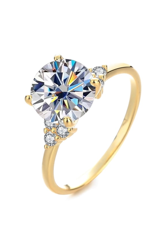 3 Carat Round Moissanite Rings for Women Gold Engagement Ring 925 Sterling Silver Bands Moissanite Promise Rings For Her Anniversary Ring Size 6-9