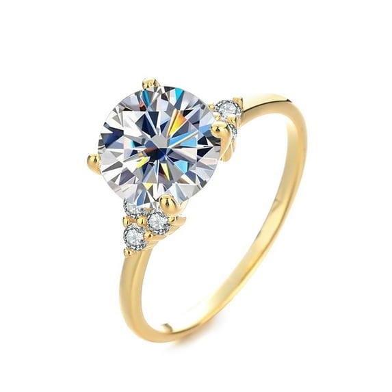 3 Carat Round Moissanite Rings for Women Gold Engagement Ring 925 Sterling Silver Bands Moissanite Promise Rings For Her Anniversary Ring Size 6-9