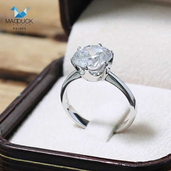 3 Carat SOLITAIRE Cubic Zirconia / Sterling Silver 925 Ring / Rhodium plated Nickel-Free / MadDuckJewels RG1805