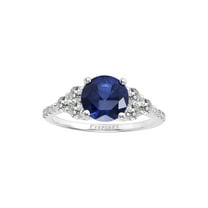 3 Carat T.G.W. Created Blue and White Sapphire and Diamond-Accent Sterling Silver "Azure Gem" Engagement Ring