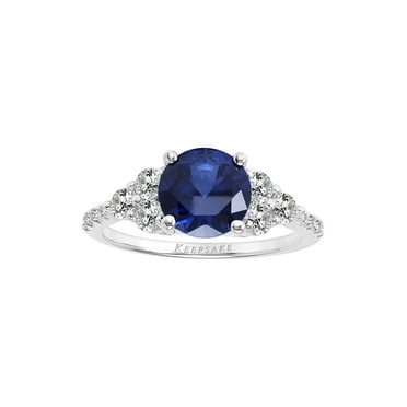 3 Carat T.G.W. Created Blue and White Sapphire and Diamond-Accent Sterling Silver "Azure Gem" Engagement Ring