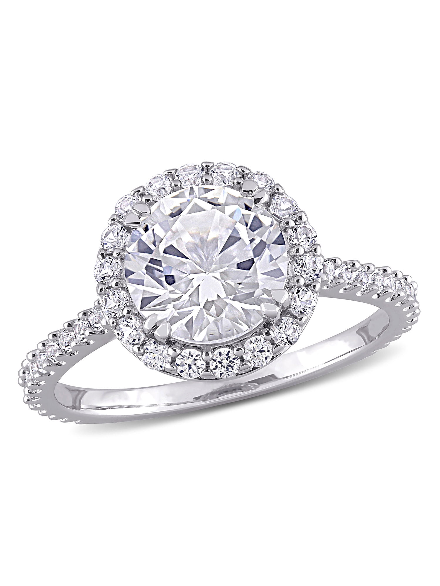 3 Carat T.G.W. Created White Sapphire Sterling Silver Halo