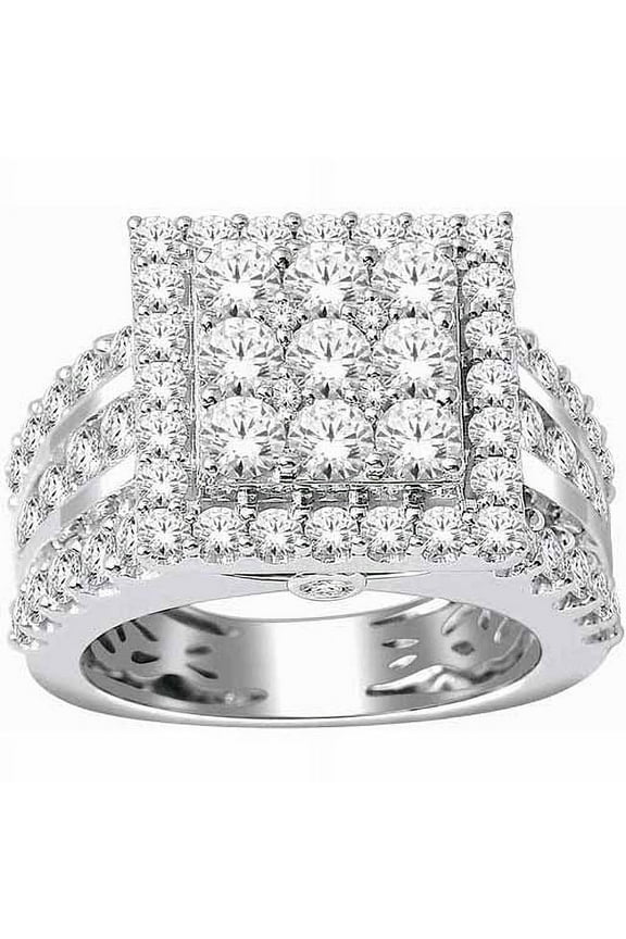 3 ct T.W. Diamond Square-Shape Cluster Engagement Ring, 10kt White Gold