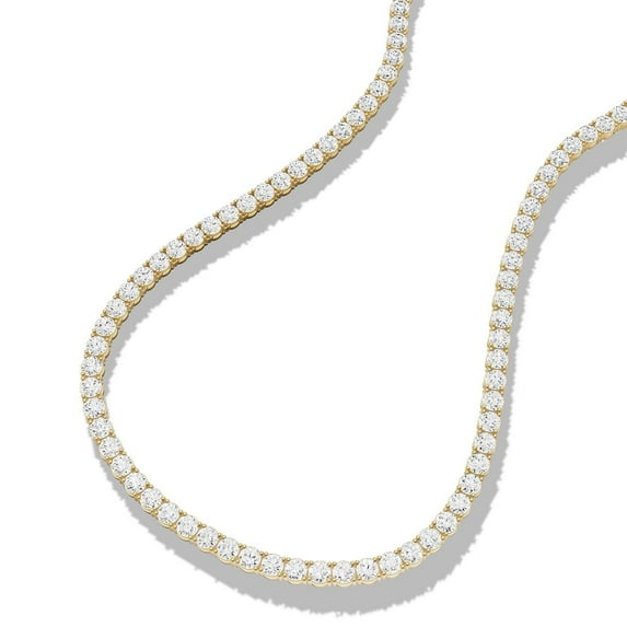 3 Carat TW Lab Grown Diamond Straight Line 4 Prong Tennis Necklace in 14K Yellow Gold - 18 Inches