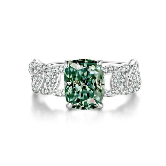 3 Carat Women Moissanite Rings D Color VVS1 Clarity Moissanite Diamond Ring 925 Sterling Silver Elongated Cushion Cut Engagement Ring Size 5-10