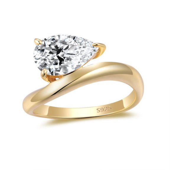 3 Carat Women Moissanite Wedding Bands, Gold/White S925 Sterling Silver D Color VVS1 Pear Cut Diamond Rings, Ideal Choice for Birthday, Anniversary and Romantic Occasions with Certificate