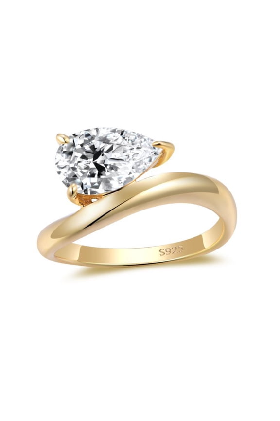 3 Carat Women Moissanite Wedding Bands, Gold/White S925 Sterling Silver D Color VVS1 Pear Cut Diamond Rings, Ideal Choice for Birthday, Anniversary and Romantic Occasions with Certificate