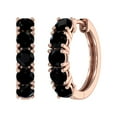 thumbnail image 1 of 3 Carat (ctw) 10K Rose Gold Round Black Diamond Ladies Huggies Hoop Earrings, 1 of 4