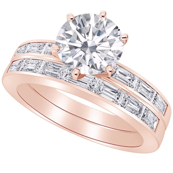 3 Carat (ctw) 14K Rose Gold Round Cut LAB GROWN Diamond Engagement Ring 3 Carat (ctw) 14K Rose Gold Round Cut LAB GROWN Diamond Engagement Ring