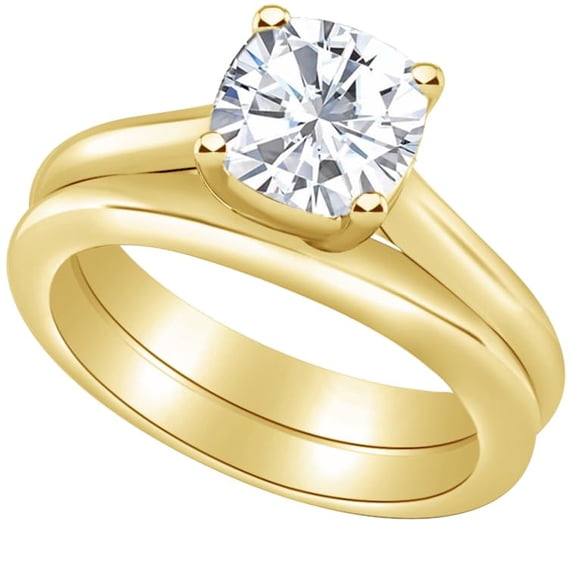 3 Carat (ctw) 14K Yellow Gold Cushion Cut LAB GROWN Diamond Engagement ...