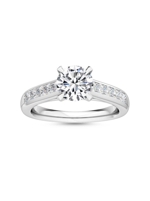 3 Carat (ctw) Platinum Round,Princess Cut LAB GROWN Diamond Channel Set Engagement Ring (Color H-I Clarity VS1-VS2)