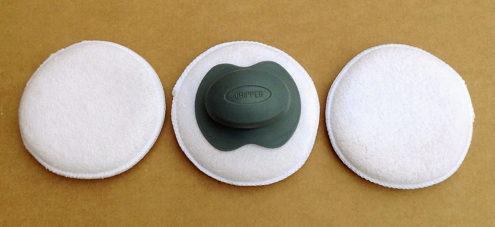 (3) Carrand Car Polish Wax Cotton Terry Cloth 5" Round Applicator Pad W/ Gripper