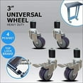 thumbnail image 1 of 3" Casters for Food Prep Work Table - Set of 4 Rolling Wheels, 1 of 4