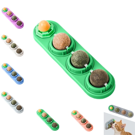 3 Catnip Wall Ball,Catnip Balls,Catnip Toys for Cats,Rotating Mint Ball,Kitty Playing and Cleaning Teeth,Various Concentrated Favors,Cat Nip Stick on Wall,Cat Nip Balls for Indoor Cats(1pc),Green