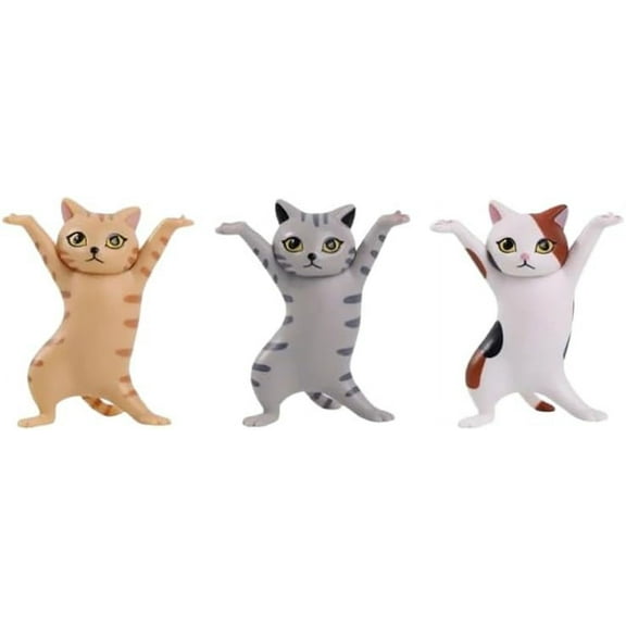 3 Cats Figurine Cute Desk Organizer, Unique and Funny Kitty Cat Desk Accessory, 3D Decorational Pen and Pencil Holder, Earbuds Holder, Earring Holder, Multi-Functional