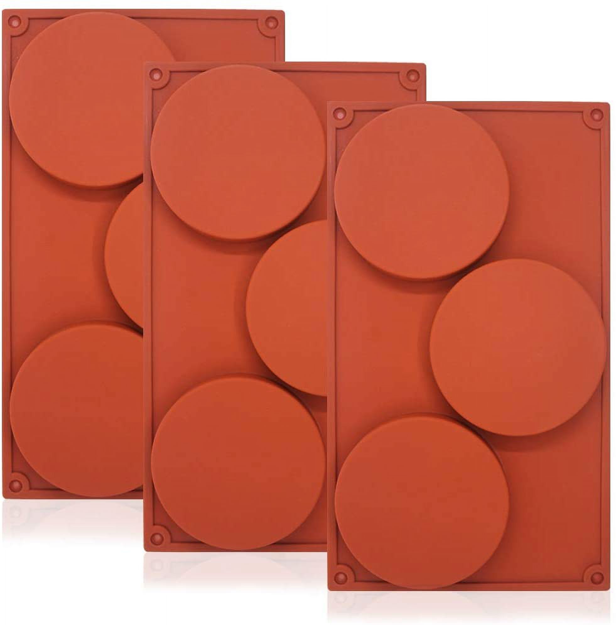 3Cavity Large Round Silicone Disc Cake Mold NonStick Baking Molds