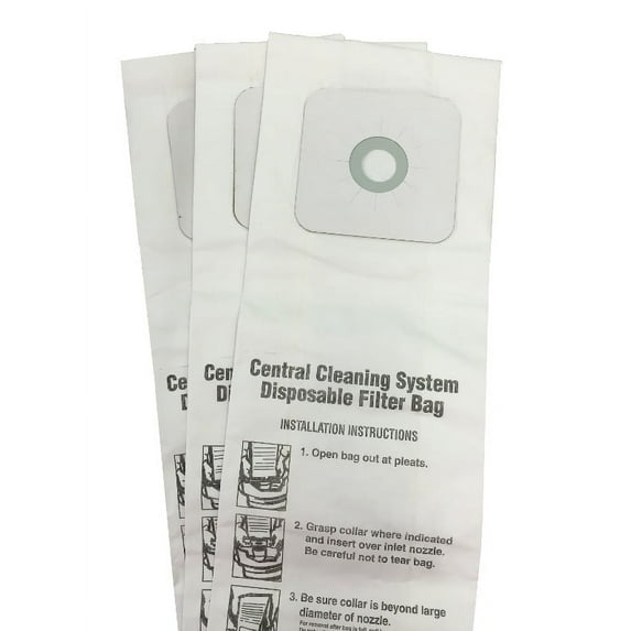 3 Central Vac Bags for Nutone CV350, CV352, CV353, CV450, CV653, CV750