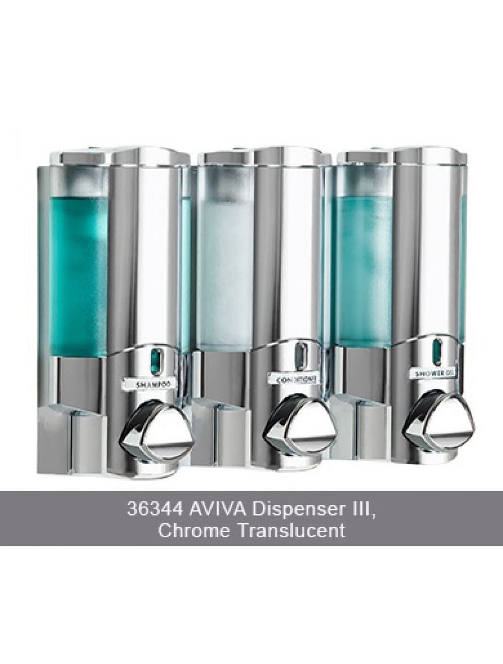3Chamber AVIVA Liquid Bath Amenities Dispenser Chrome w/Solid Satin