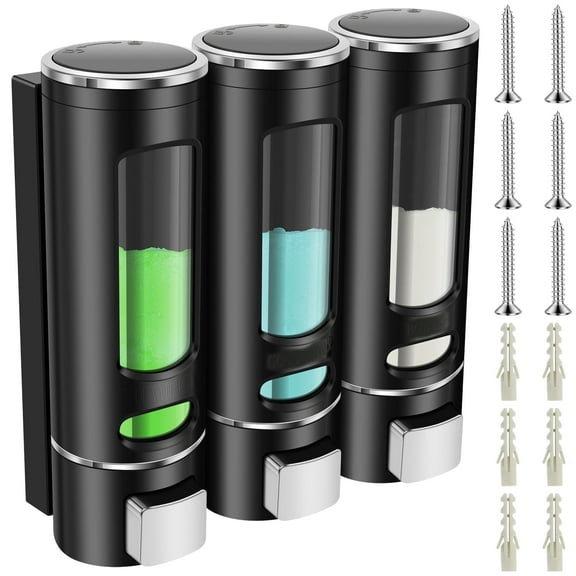 Hvxrjkn Shampoo and Conditioner Dispenser Soap Dispenser with Clear Window 7.87*8.46*2.76in 3 Chamber Shampoo Dispenser for Shower Home