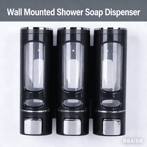 Wall Mounted Shower Soap Dispenser - No Drill Installation, Holds Shampoo, Conditioner & Body Wash, Plastic