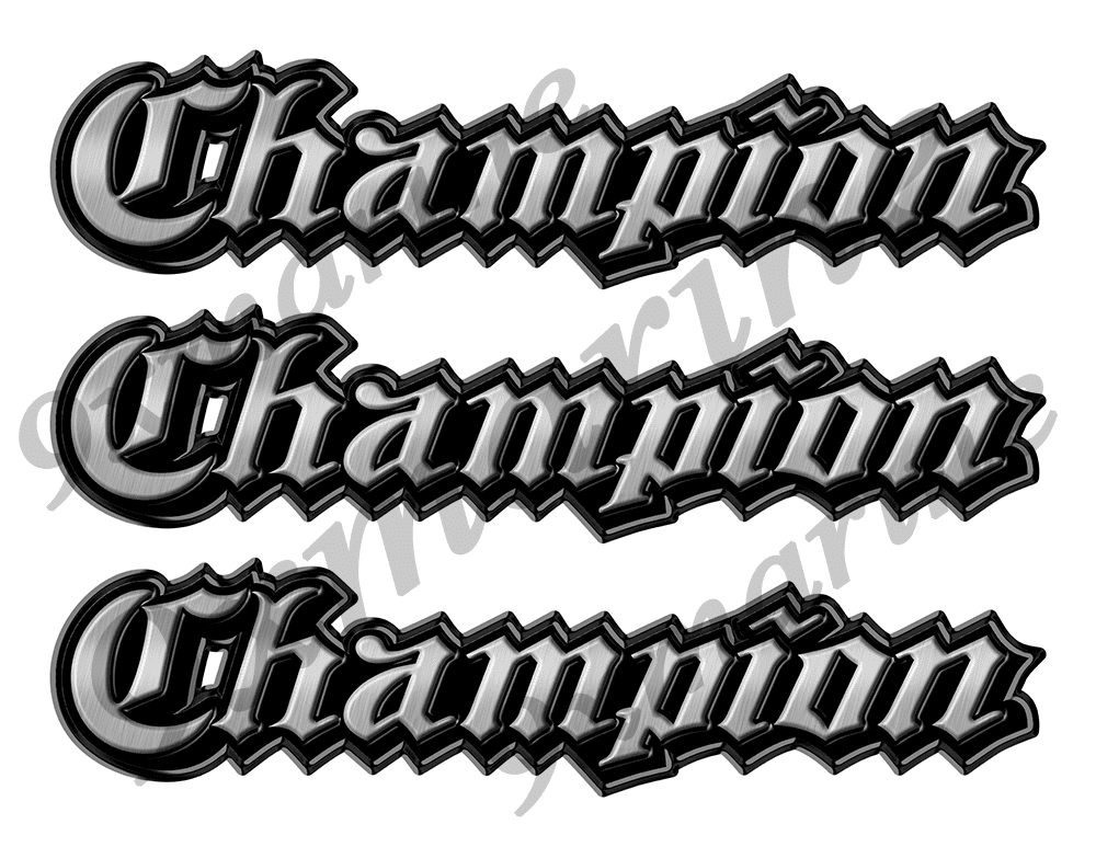 3 Champion Classic Vintage Stickers Remastered - 10" long