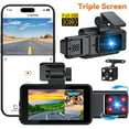 thumbnail image 1 of 3 Channel Dash Cam,Dash Camera for Cars, Dash Cam Front and Rear Inside,1080P Full HD 170 Deg Wide Angle Dashboard Camera with 64GB Card, 3-Inch IPS Screen,G-Sensor,Loop Recording,24h Parking Mode, 1 of 7