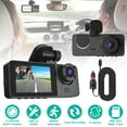 thumbnail image 1 of 3 Channel Dash Cam Front Inside Rear Vehicle Driving Recorder Car DVR with 32G MMC Card G Sensor Motion Detection Parking Monitor Loop Recording, 1 of 10