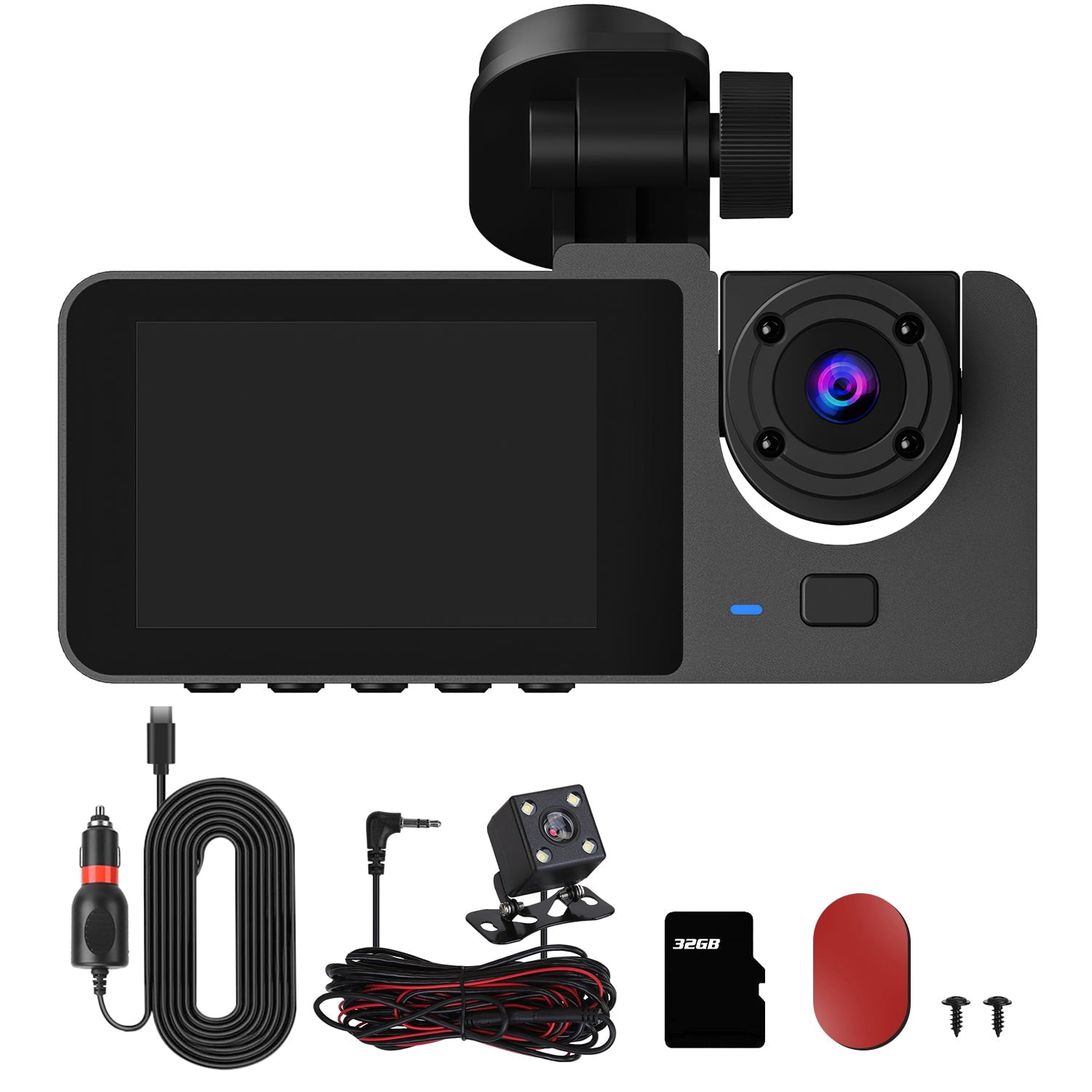 3 Channel Dash Cam Front Inside Rear Vehicle Driving Recorder Car DVR ...