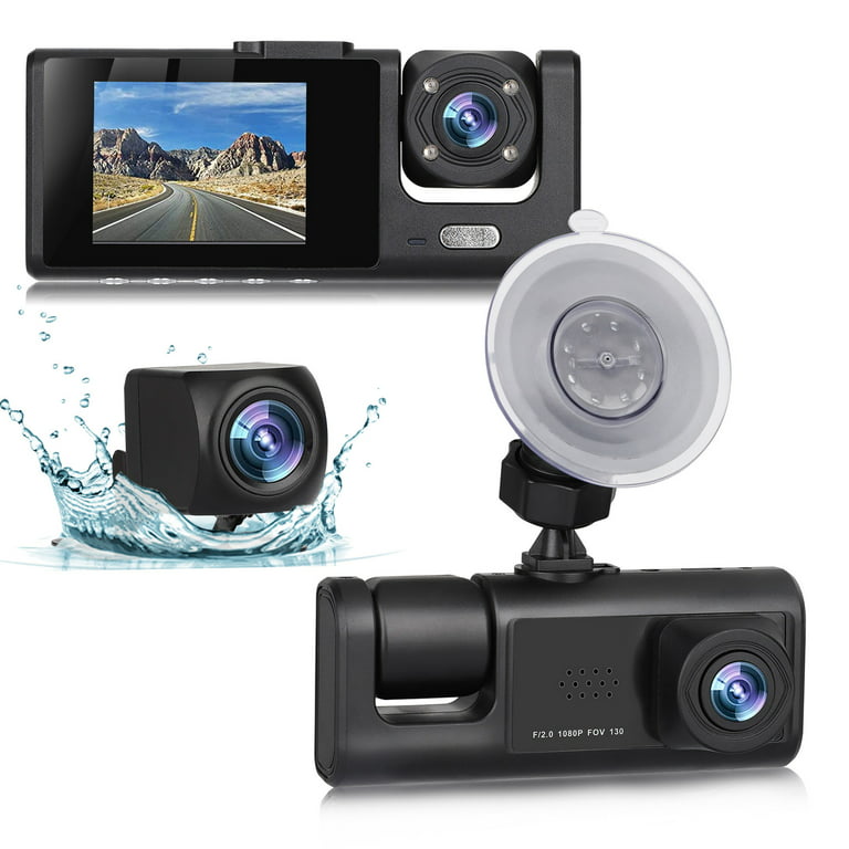 Dashcam 3 Channel Dash Cam Front Rear and Inside1080P Dash Camera