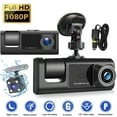 thumbnail image 1 of 3 Channel Dash Cam Front and Rear Inside, Full HD 1080P Dash Camera for Cars, Giugt Dashcam Three Way Triple Car Camera with IR Night Vision, Loop Recording, G-Sensor, Parking Monitor, 24h Recording, 1 of 12