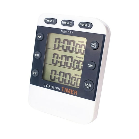 3 Channel Simultaneous Timing Count Up/Down Timer with Magnet and Back Clip
