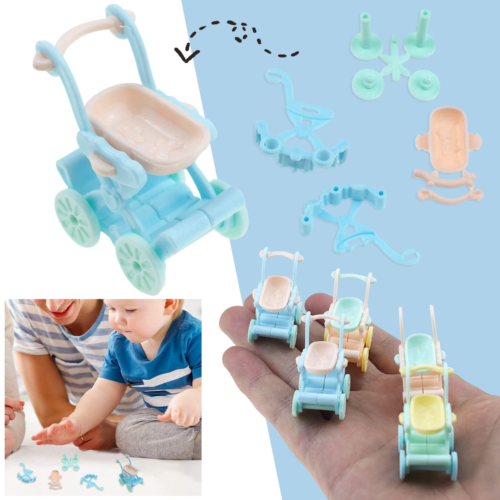 3 Children's DIY Assembled Combination Mini Baby Carriage Toys Fantastic Egg Toys Toys for 4