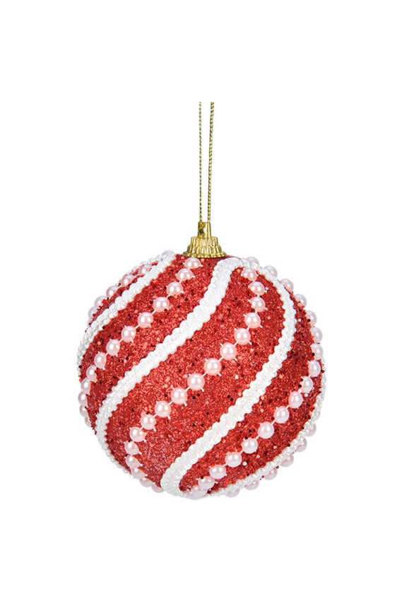 3" Christmas Ball Ornaments, Christmas Ball Decorations Shatterproof Plastic Hanging Pearl Balls for Holiday Party, Red
