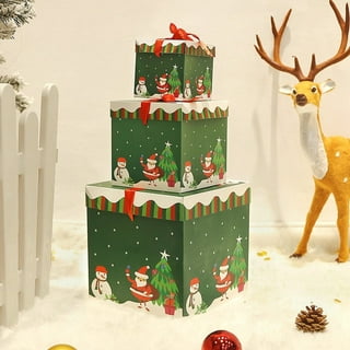 Christmas Nesting Gift Boxes with Lids in 3 Assorted Sizes