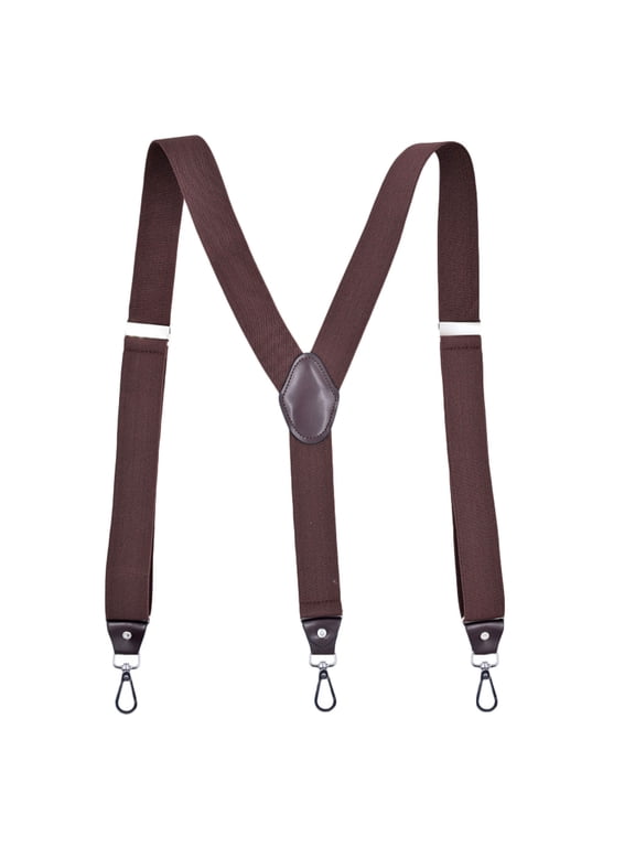 3 Clasp Y Shape Stretch Suspenders for Adult Men, 3.5CM Wide Solid Elastic Webbing formal Wedding Jean Pants Suspender Braces
