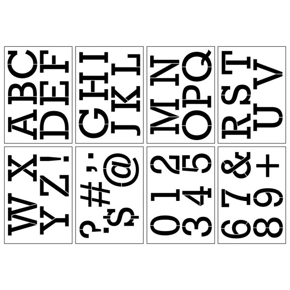 Craft Smart 3" Classic Serif Alphabet Stencils - Reusable Plastic, 45 Designs per Pack, 8 Sheets Each - Ideal for DIY Crafts, Decor, Furniture & Gifts, 6 Pack