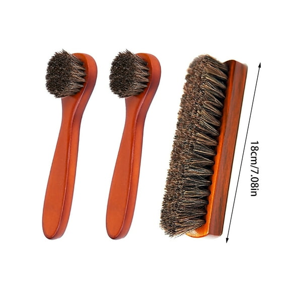3 Cleaning Brushes Clearance! Horse Hair Shoe Brush Boot Brush High Gloss Polishing Brush Polishing Cloth Shoe Car Seat Sofa