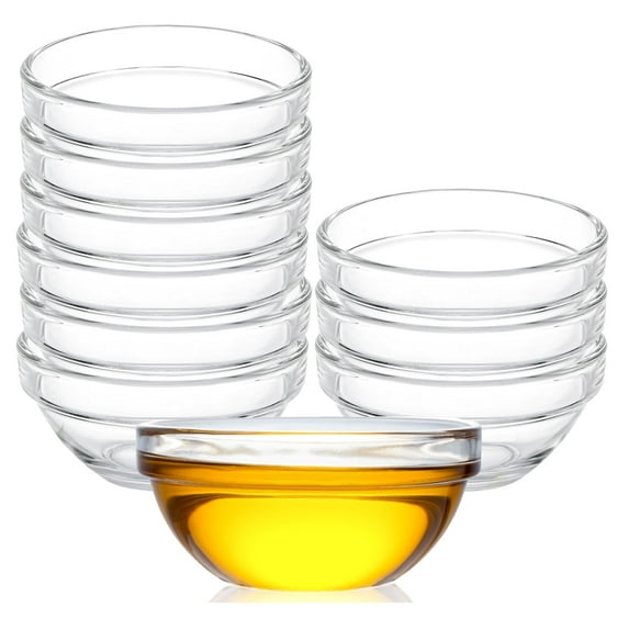 EWAFILU 3" Clear Glass Pinch Bowls, 10 pack 2.5oz Stackable Small Prep Dishes for Spices, Dipping Sauces, and Ice Cream Toppings