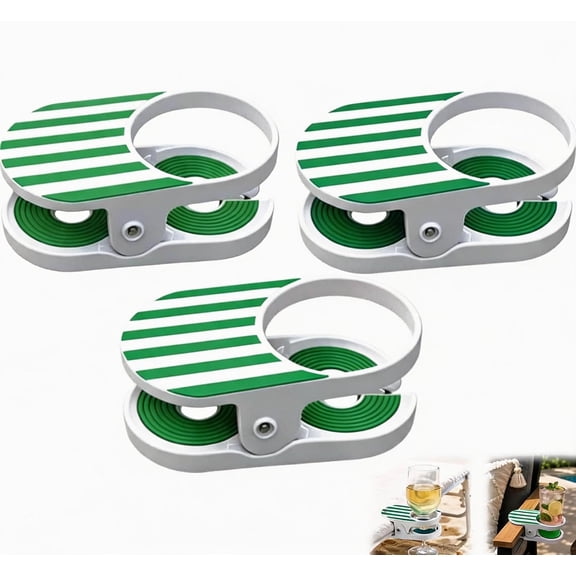 3 Clip-on Beverage Holders – securely Hold Your Drinks Anytime, Anywhere; Beach Chair Cup Holder with Clips; Portable Cup Holder; Suitable for desks and Outdoor Locations