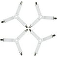 thumbnail image 1 of 3 Clips Bed Corner Holder Bed Sheet Fasteners Mattress Cover Clips Heavy Duty Bedding Sheets Elastic Straps Adjustable 4PCS (White, 3 Clips), 1 of 6
