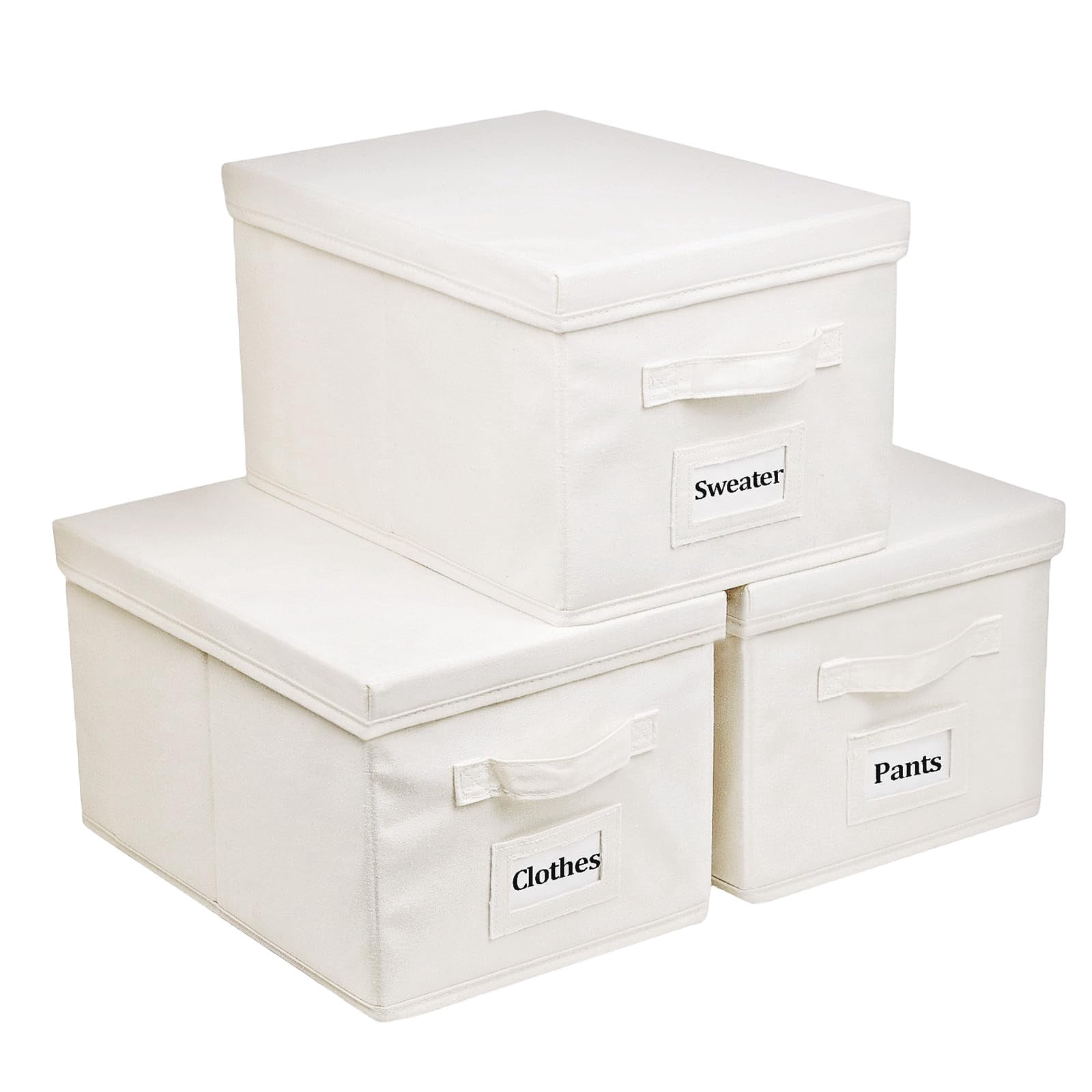 3 Closet Storage Bins With Lids & Lable Handles 15