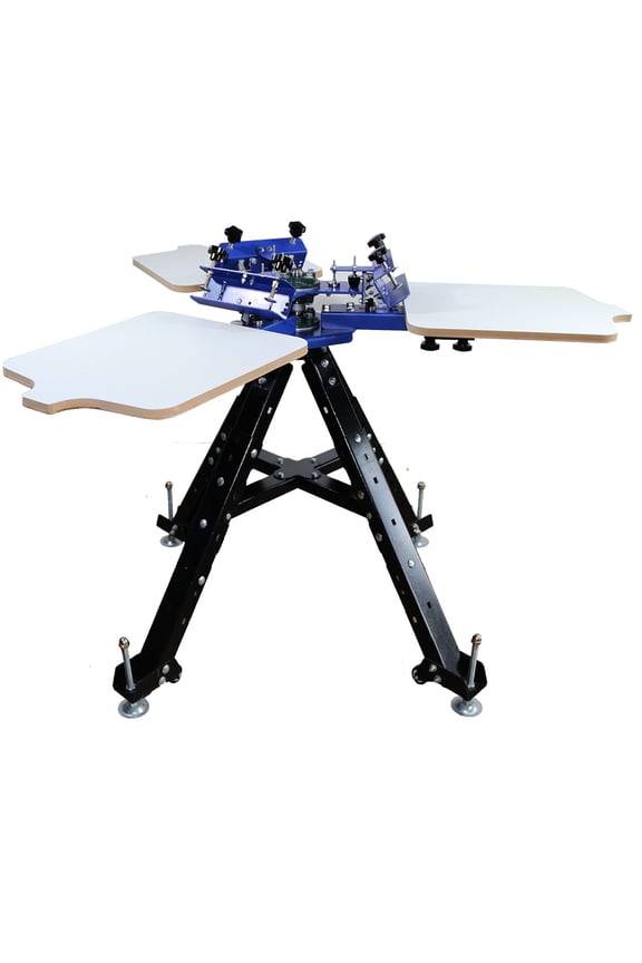 3 Color 3 Station Double Rotating Screen Printing Press Adjustable Height T-Shirt Fabric Printer