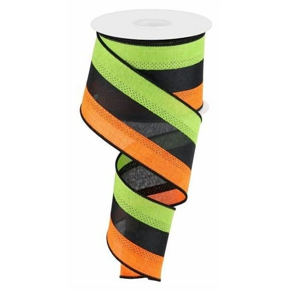 3 Color 3 in 1 Canvas Ribbon, 10 Yards (Orange, Black, Lime, 2.5 Inch)
