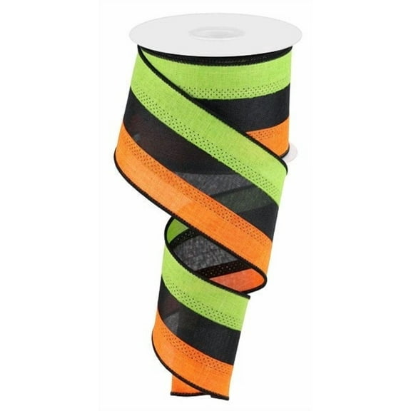 3 Color 3 in 1 Canvas Ribbon, 10 Yards (Orange, Black, Lime, 2.5 Inch)